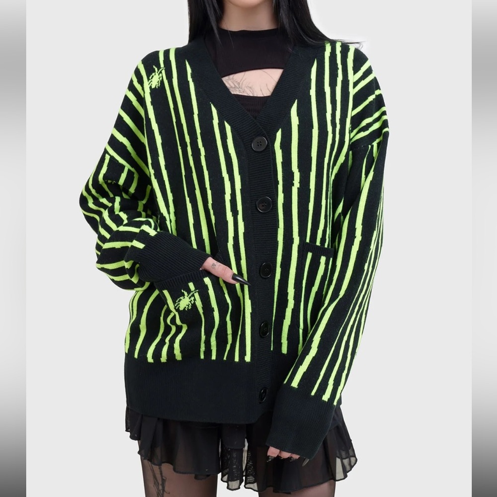 Killstar BEETLEJUICE BEETLEJUICE BEETLEJUICE INTARSIA CARDIGAN XS-OVERSIZED